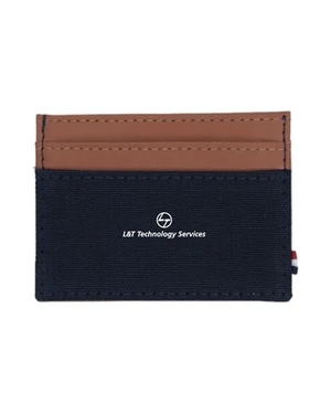 Houston Card Wallet- Navy Blue with Tan